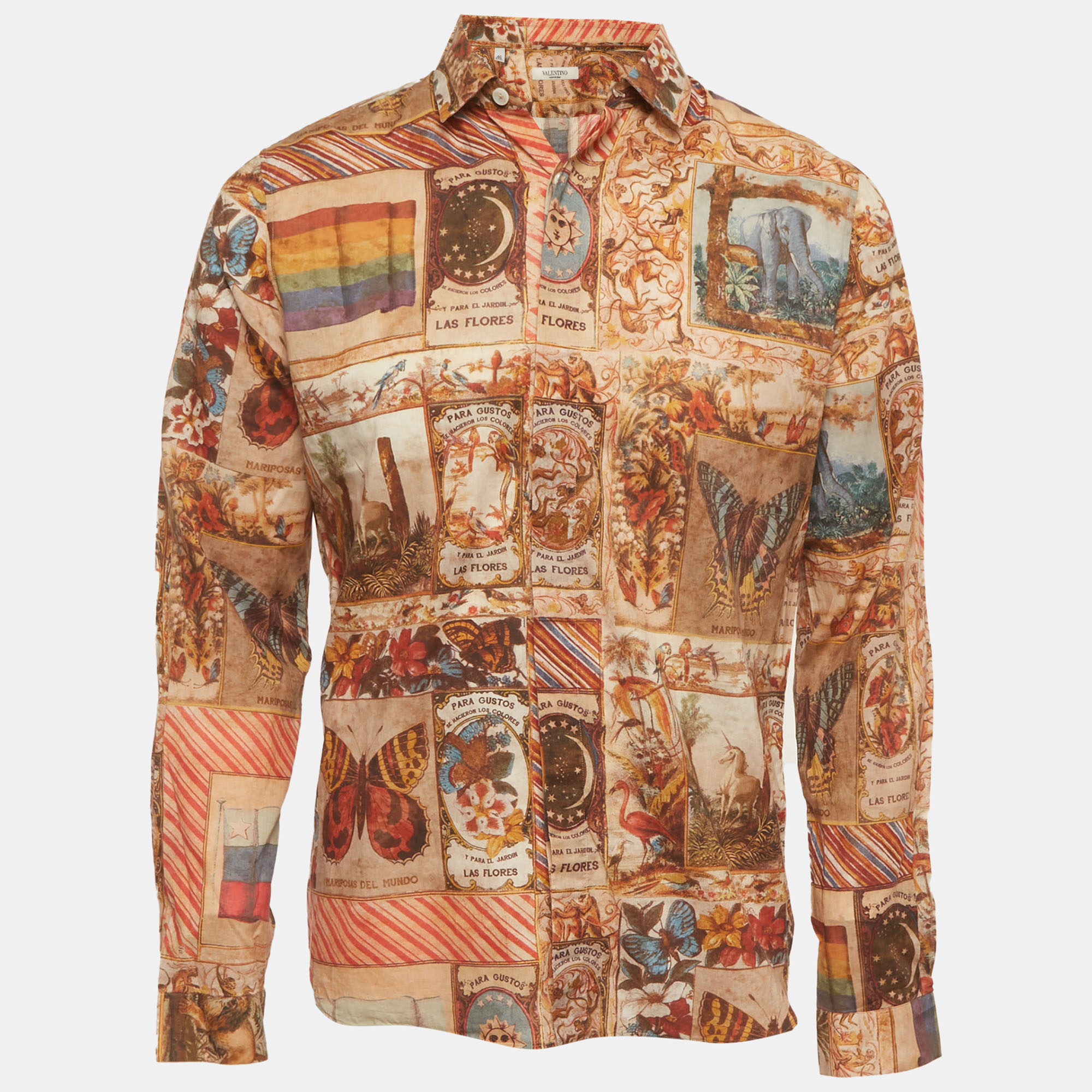 

Valentino Brown Printed Cotton Shirt M