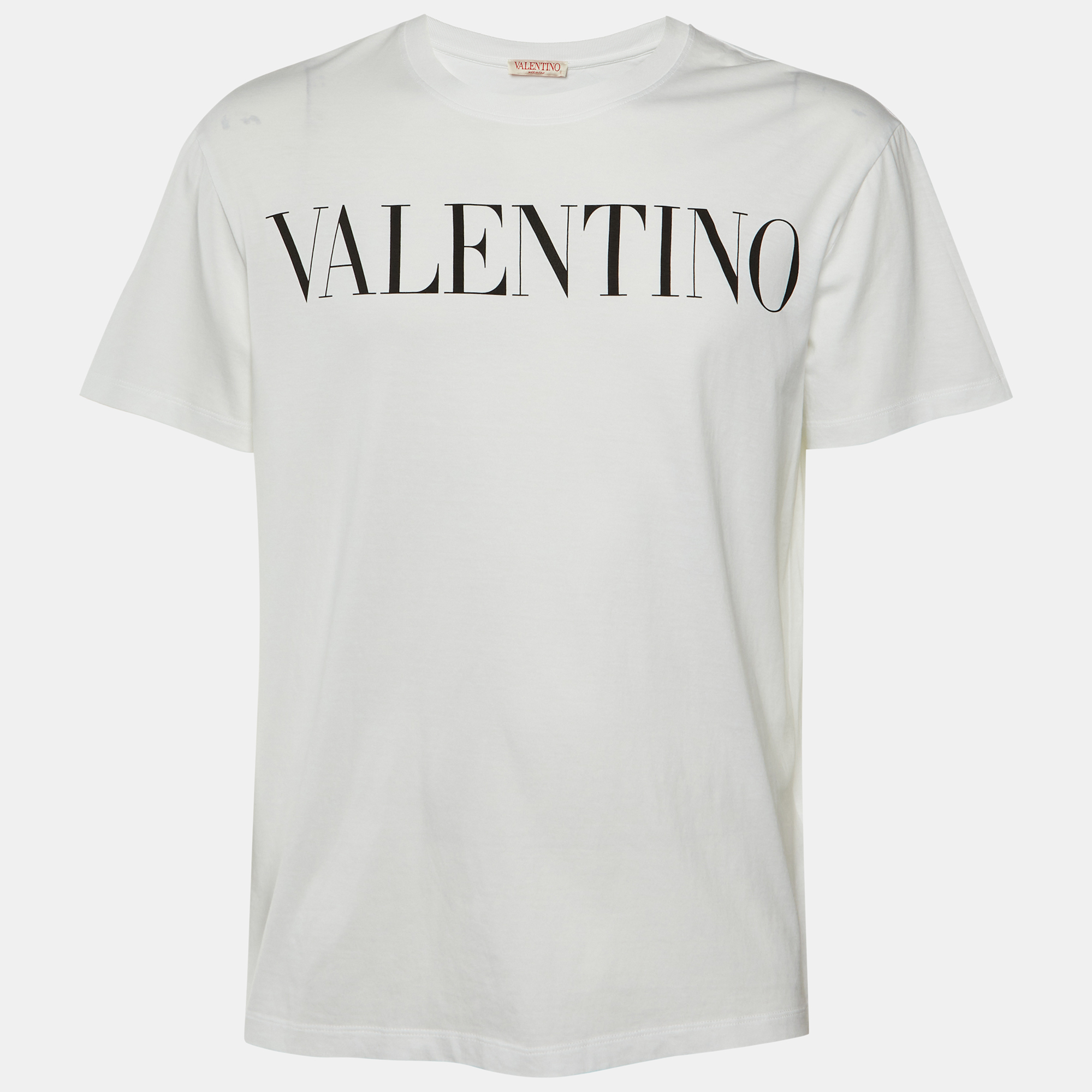 

Valentino White Logo Print Cotton Crew Neck T-Shirt L