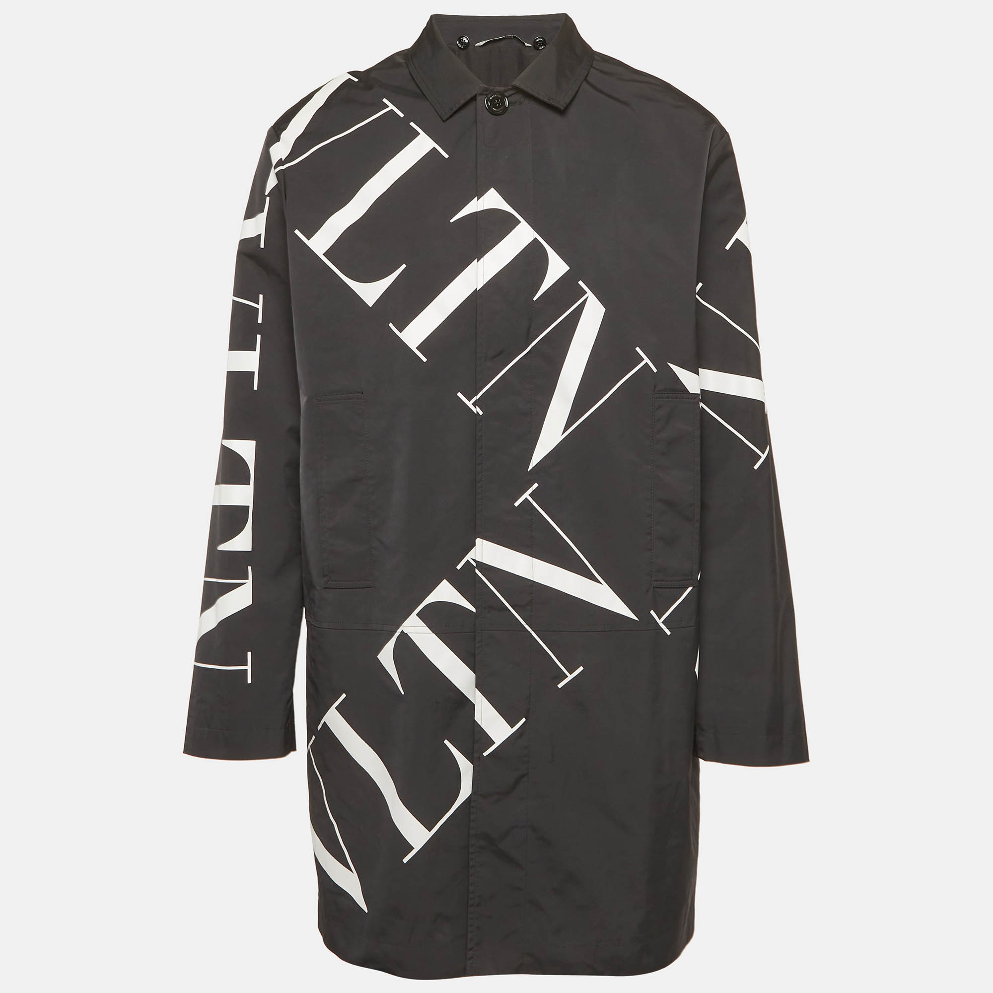 

Valentino Black Logo printed Synthetic Parka Jacket XL
