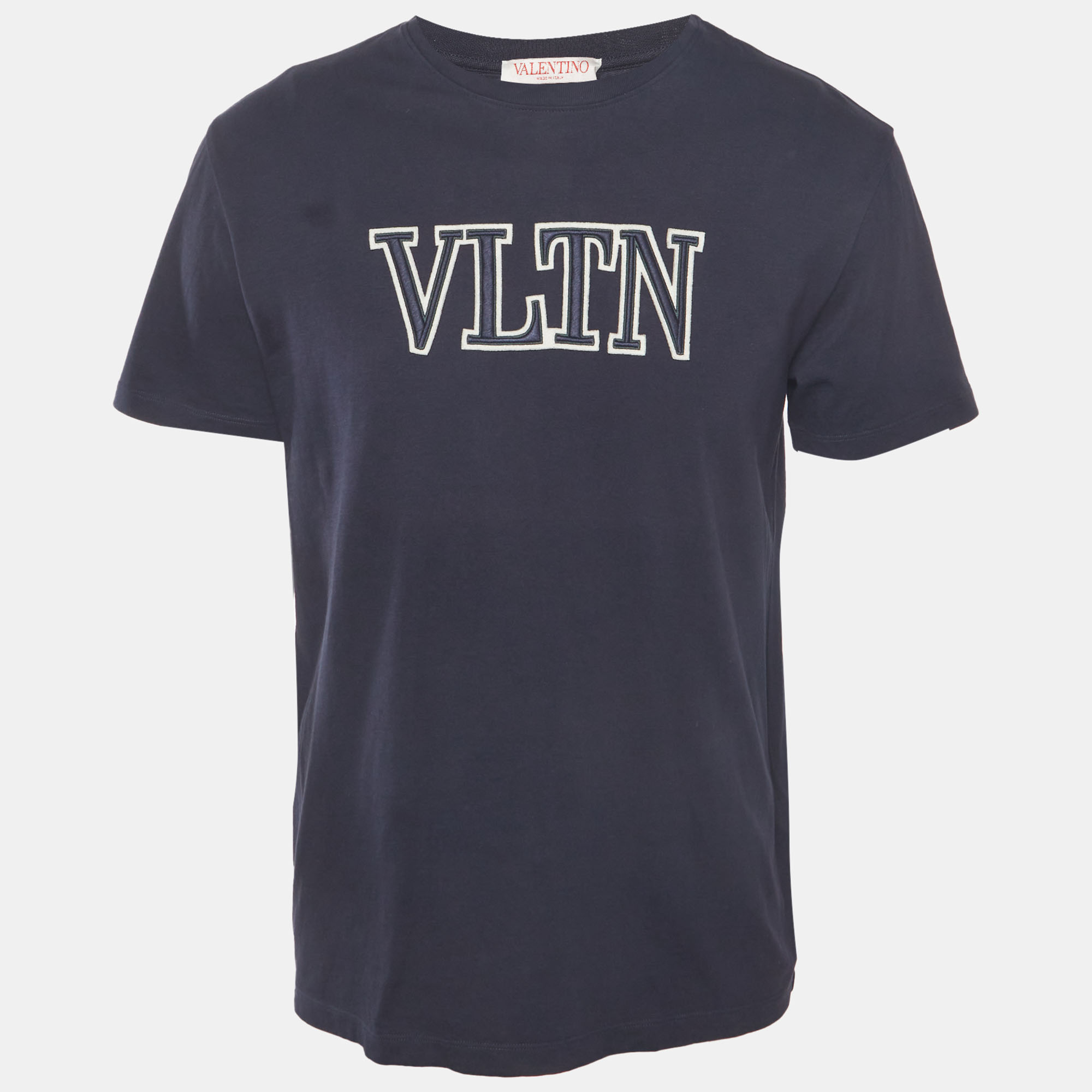 

Valentino Navy Blue Logo Detail Jersey Crewneck T-Shirt M