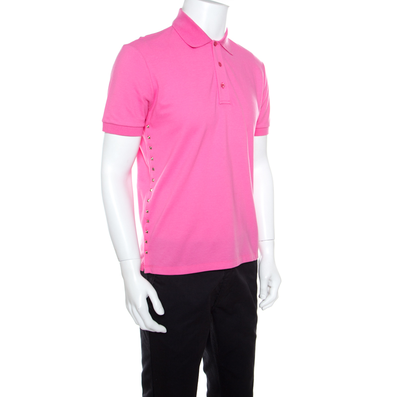 

Valentino Pink Classic Pique Rockstud Untitled Polo T-Shirt