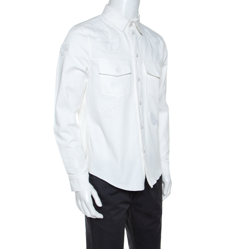 

Valentino White Butterfly Applique Denim Jacket
