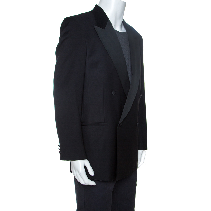 Pre-owned Valentino Uomo Black Wool Double Breasted Blazer Xl