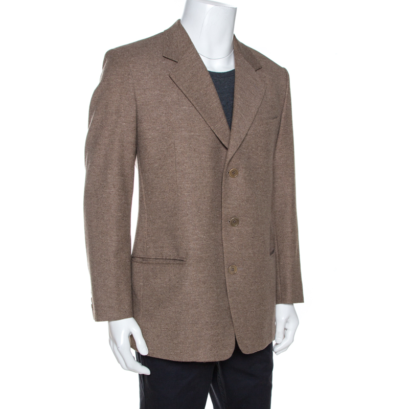 Pre-owned Valentino Brown Wool Three Buttoned Blazer Xxl