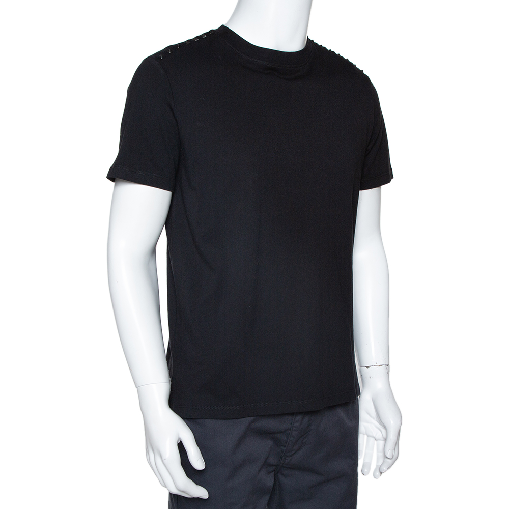 

Valentino Black Cotton Rockstud Embellished Crew Neck T Shirt