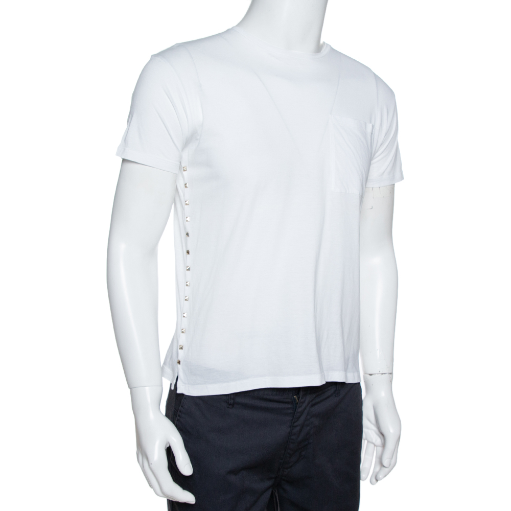 

Valentino White Cotton Rockstud Untitled Crew Neck T-Shirt