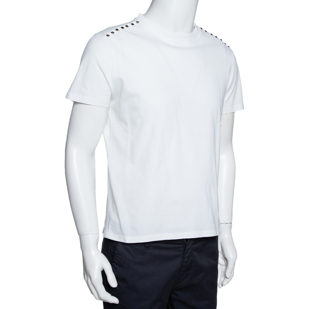 

Valentino White Cotton Jersey Rockstud Untitled T-Shirt