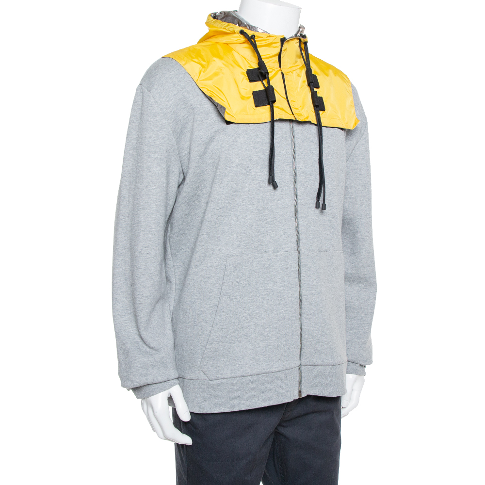 

Valentino Grey & Yellow Knit Detachable Hood Detail Sweatshirt
