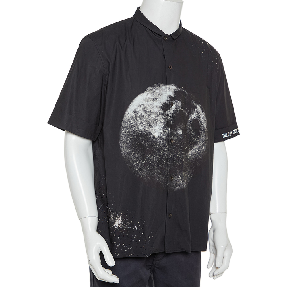 

Valentino Black Moon Printed Cotton Bowling Shirt