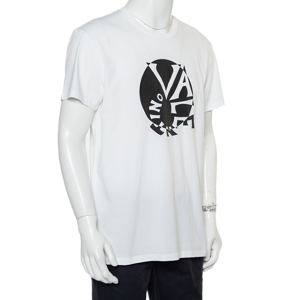 

Valentino White Cotton Spiral Logo Print T-Shirt