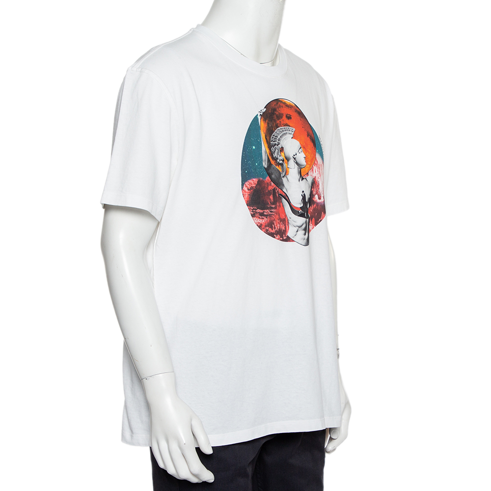 

Valentino White Soul Planets Printed Cotton Crewneck T-Shirt