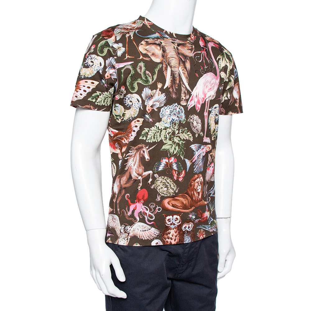 

Valentino Multicolor Animal Printed Cotton Crewneck T-Shirt