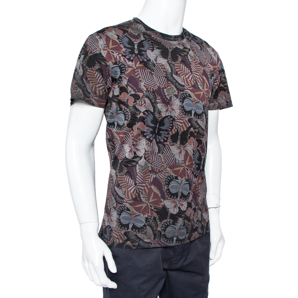 

Valentino Multicolor Japanese Butterfly Printed Cotton Crewneck Oversized T-Shirt