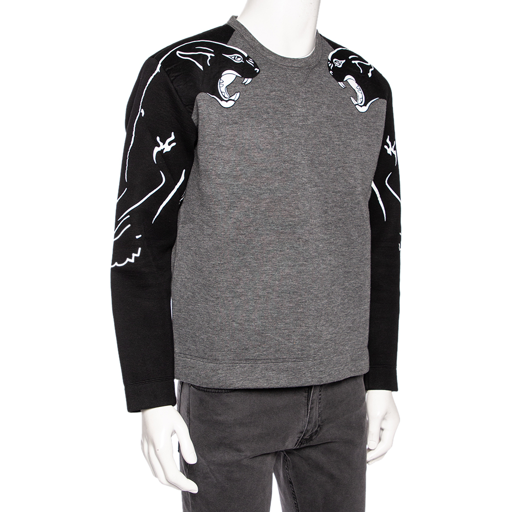 

Valentino Grey Neoprene Black Panther Detail Sweatshirt