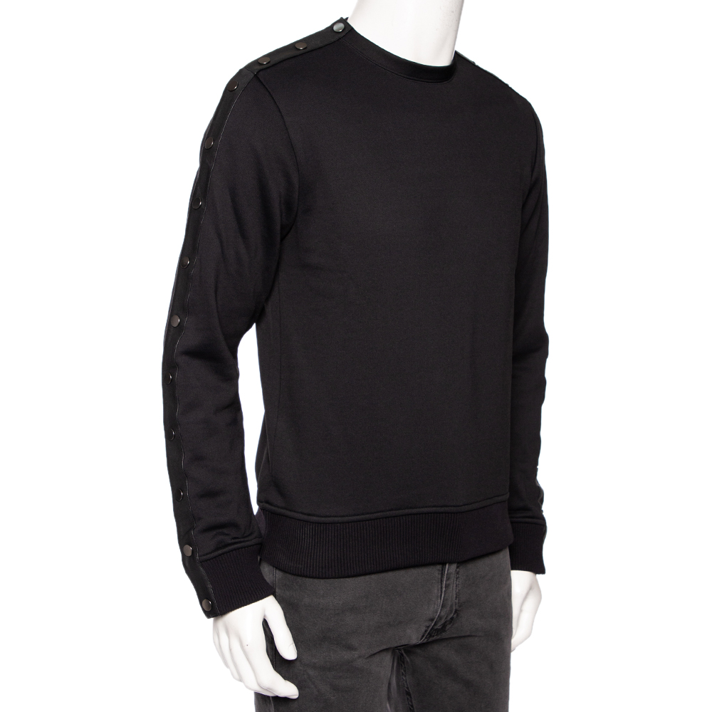 

Valentino Black Knit Leather Detail Button Sleeve Sweatshirt