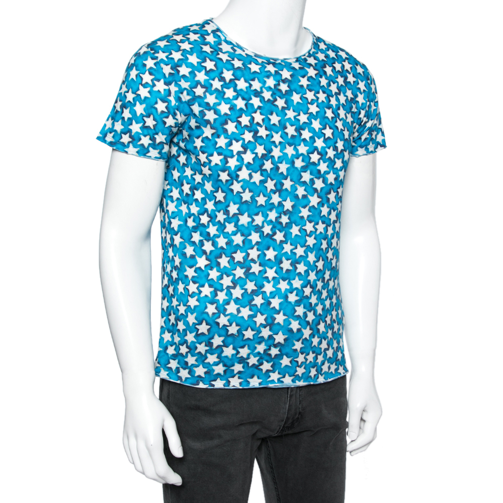 

Valentino Blue Star Printed Cotton Knit T-Shirt
