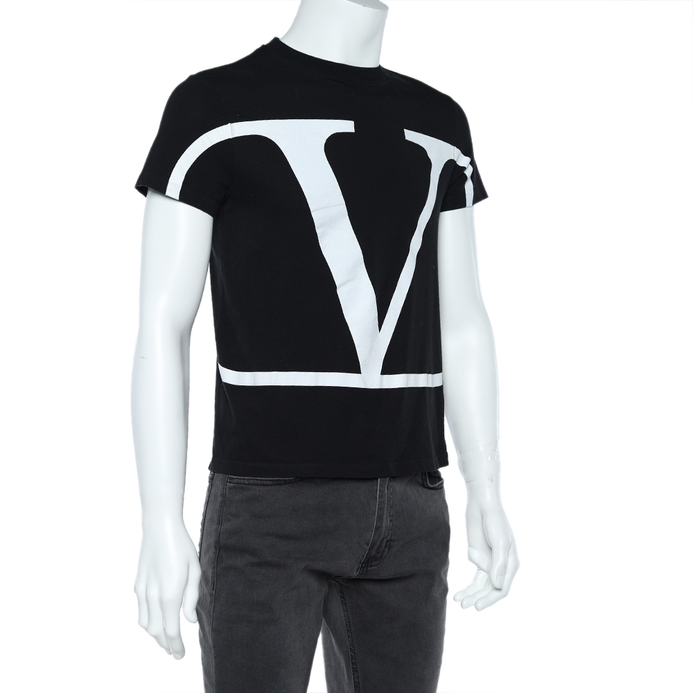

Valentino Black VLogo Printed Cotton Knit Crewneck T-Shirt