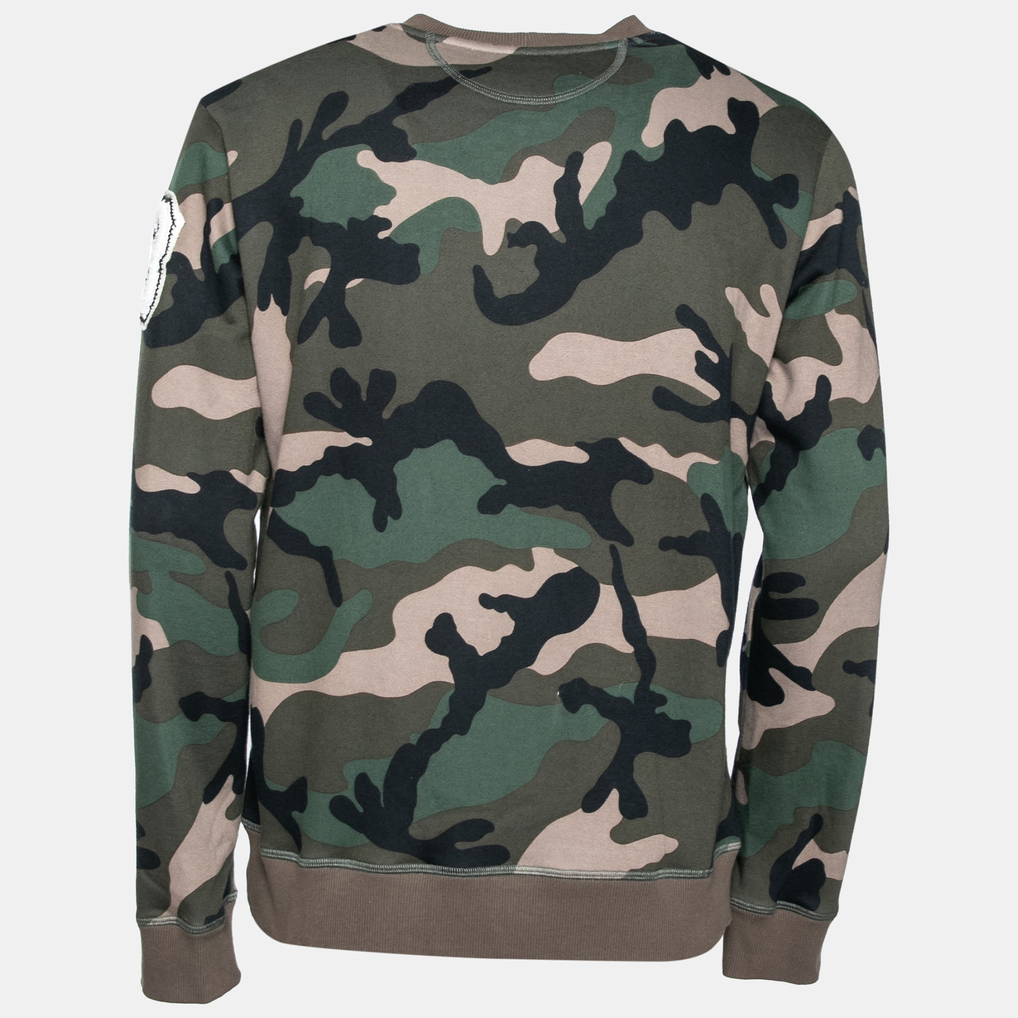 

Valentino Green Camo Print Beaded Logo Applique Sweatshirt