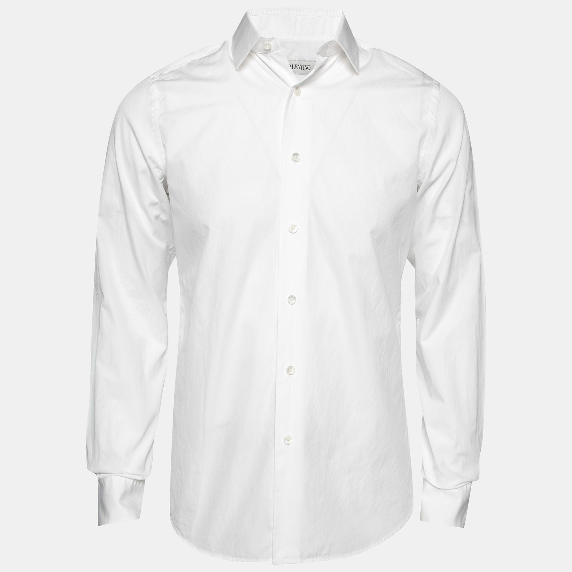 Pre-owned Valentino White Cotton Long Sleeve Button Front Shirt M