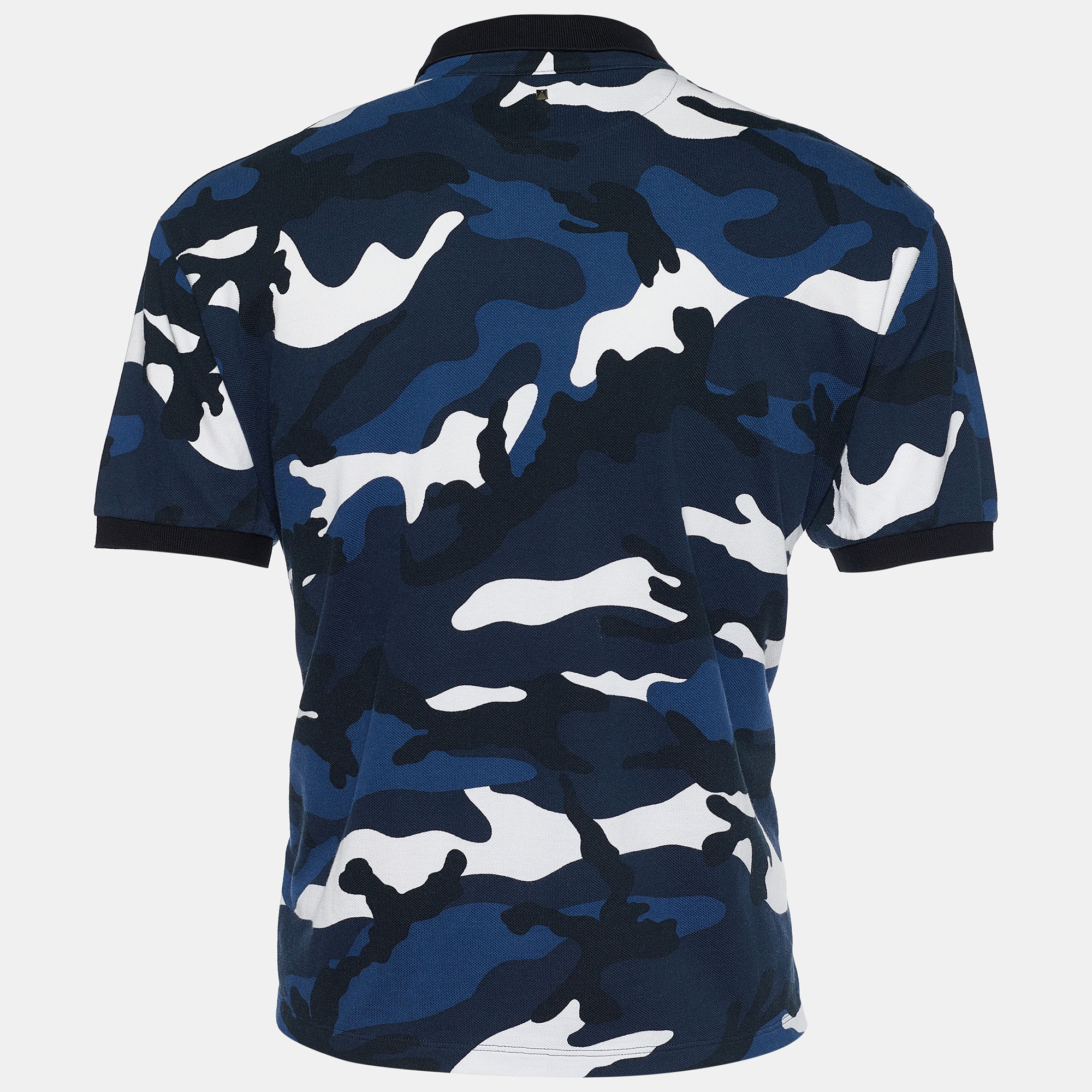 

Valentino Blue Camouflage Cotton Pique Short Sleeve Polo T-Shirt