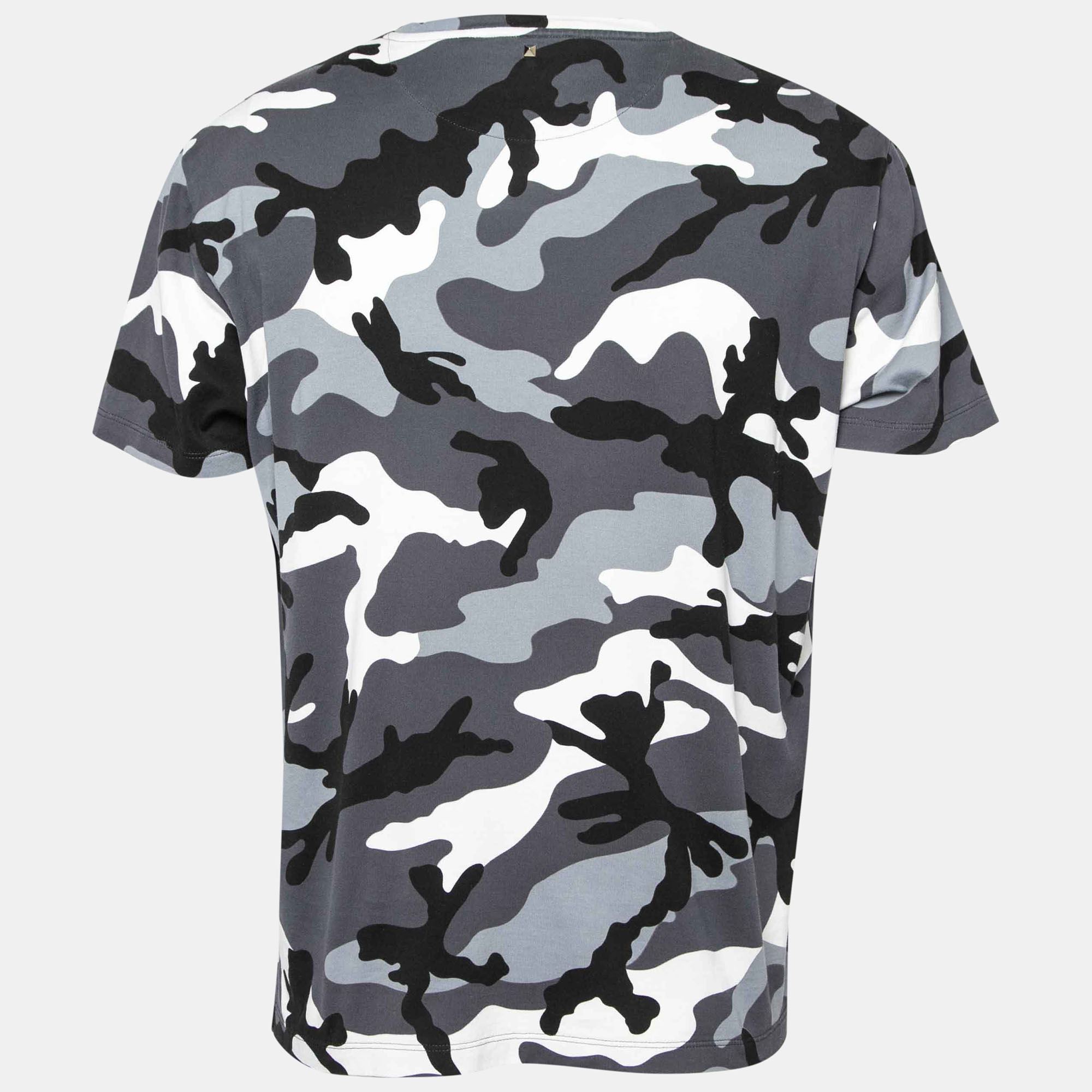 

Valentino Grey Camouflage Print Cotton Crew Neck T Shirt