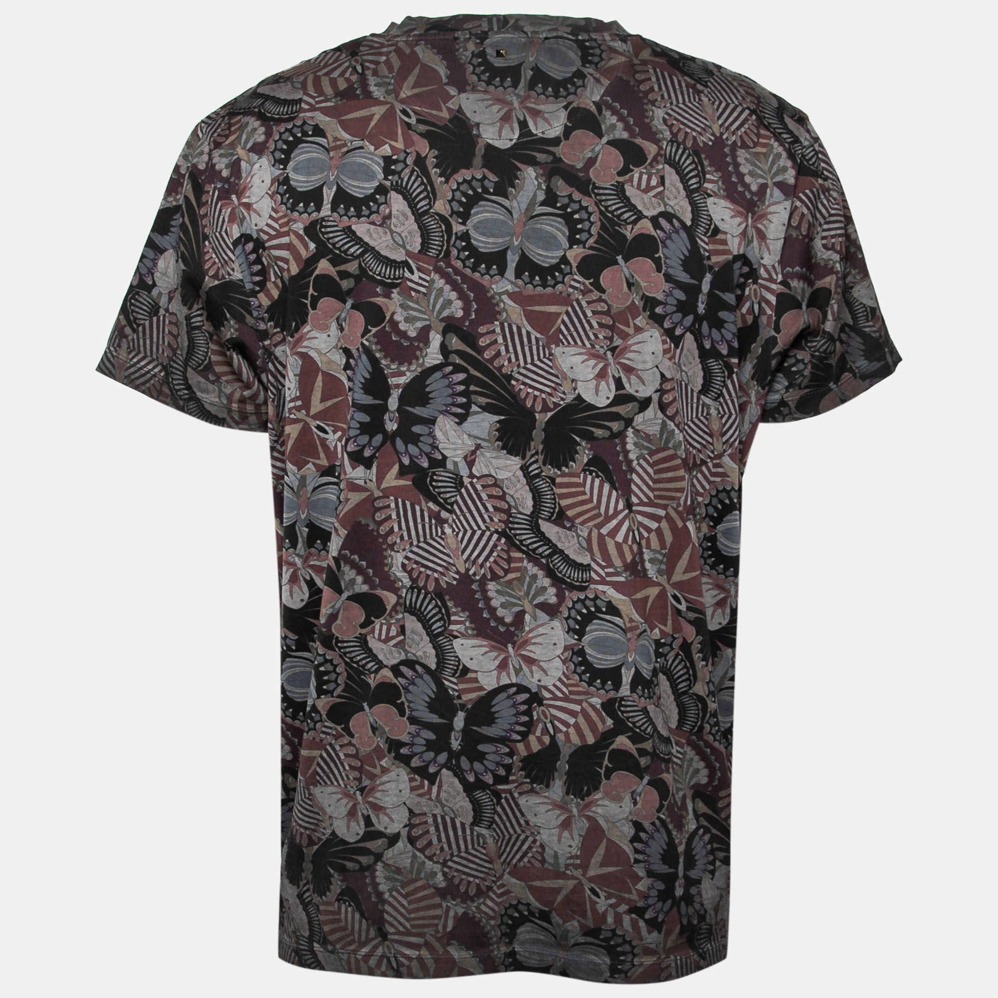 

Valentino Black Multicolor Butterfly Print Cotton T-Shirt