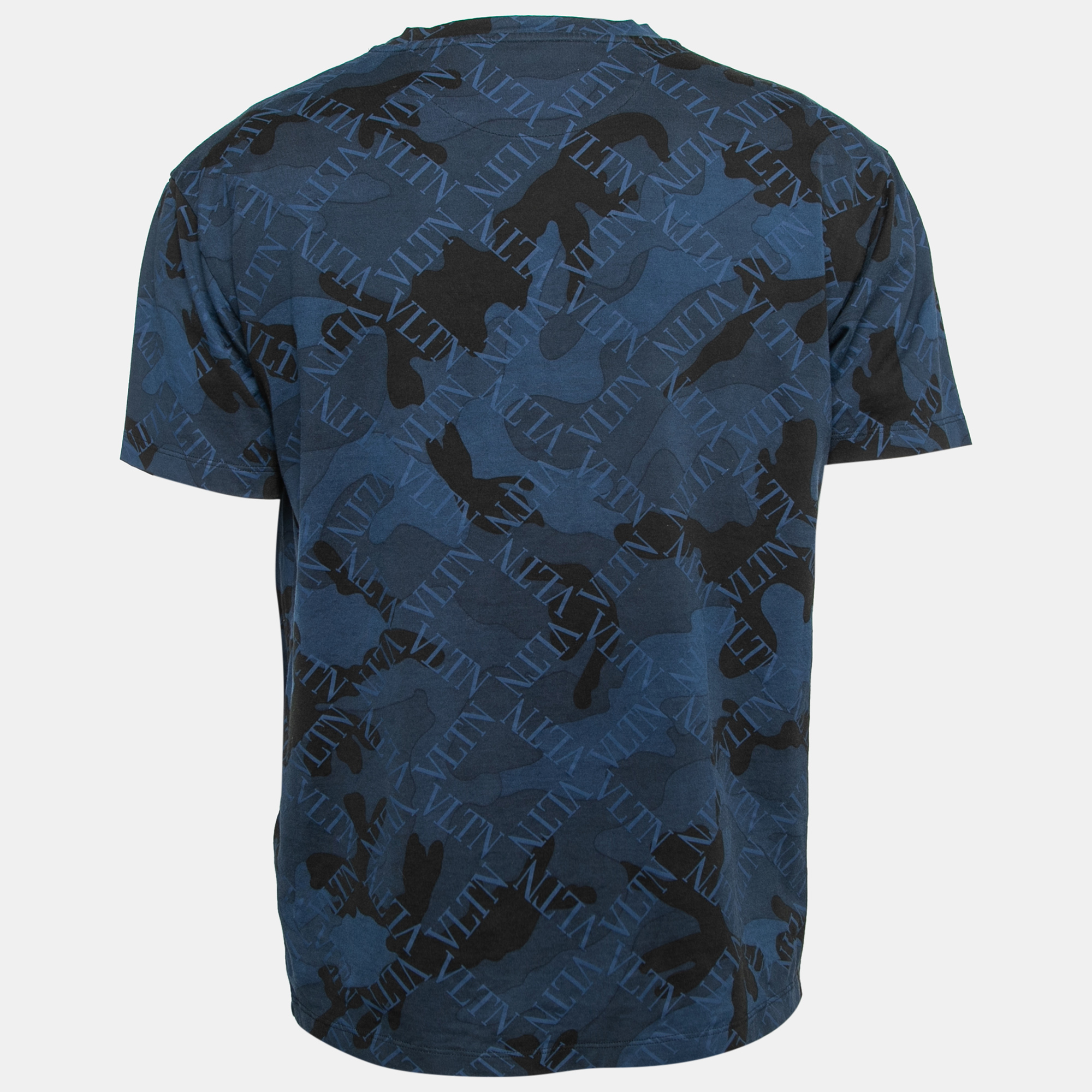 

Valentino Blue Logo Camouflage Print Cotton T-Shirt