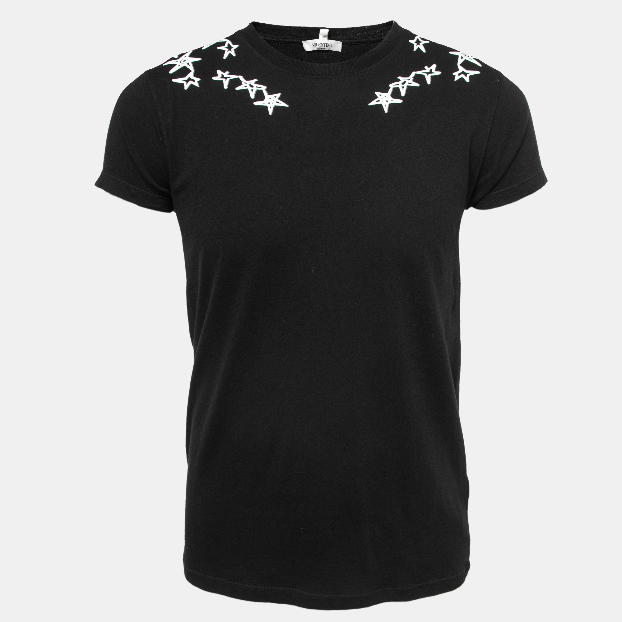 VALENTINO Pre-owned Black Star Printed Cotton Short Sleeve T-shirt Xs