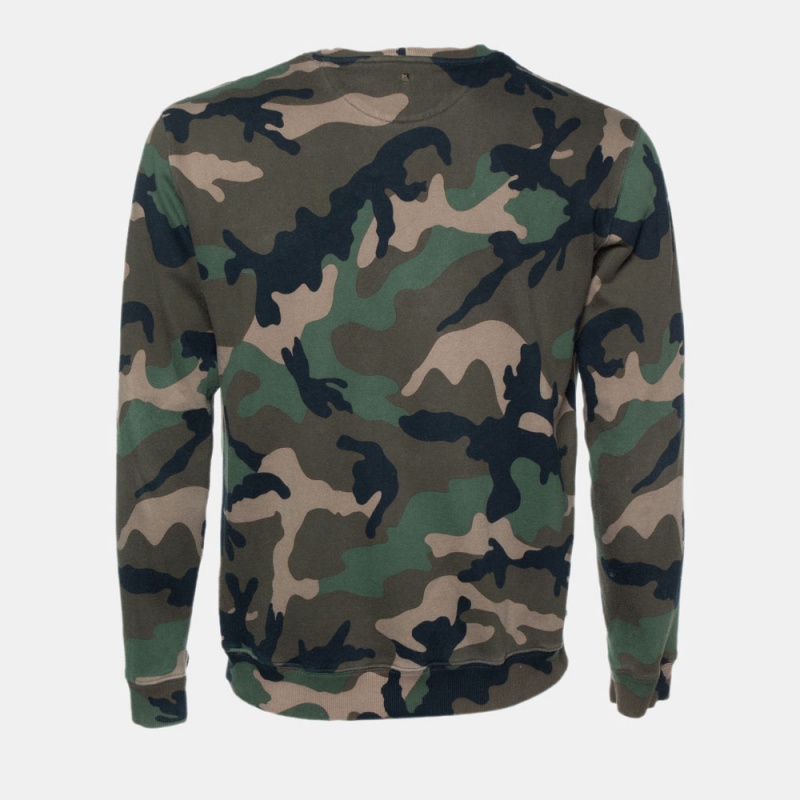 

Valentino Green Camouflage Print Terry Cotton Sweatshirt