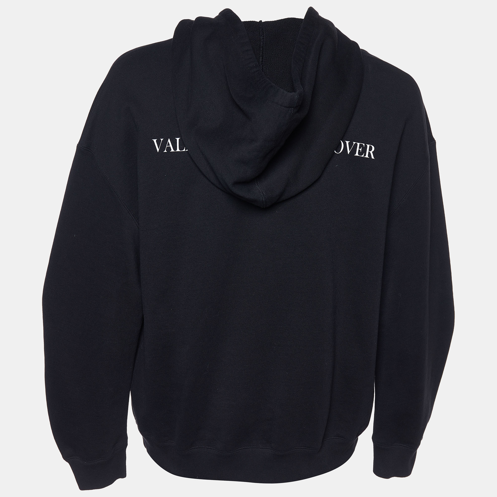 

Valentino X Undercover Black UFO Face Printed Cotton Knit Oversized Hoodie