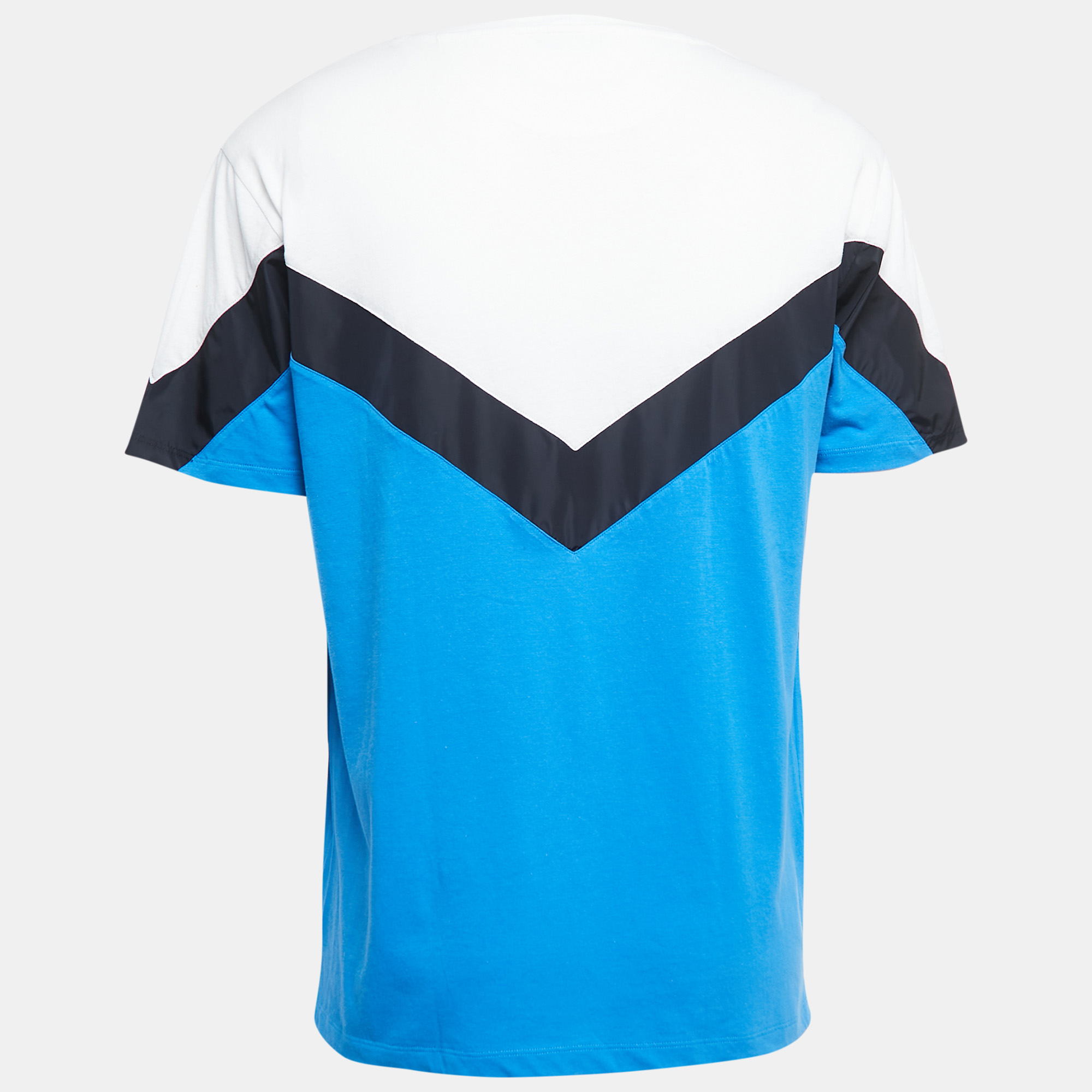 

Valentino Color Block Cotton Knit Round Neck T-Shirt, Blue