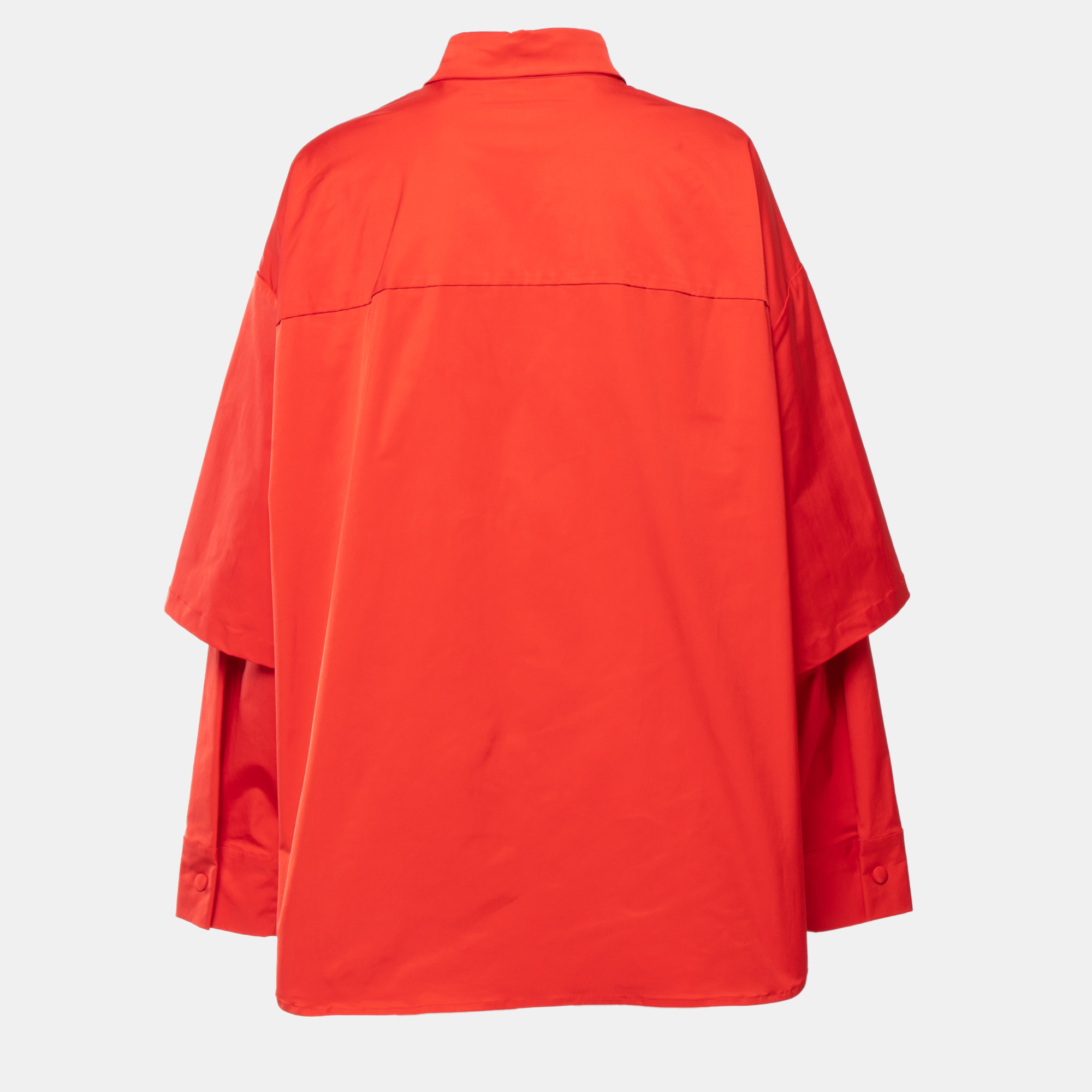 

Valentino Red Taffeta Flower Logo Long Sleeve Shirt