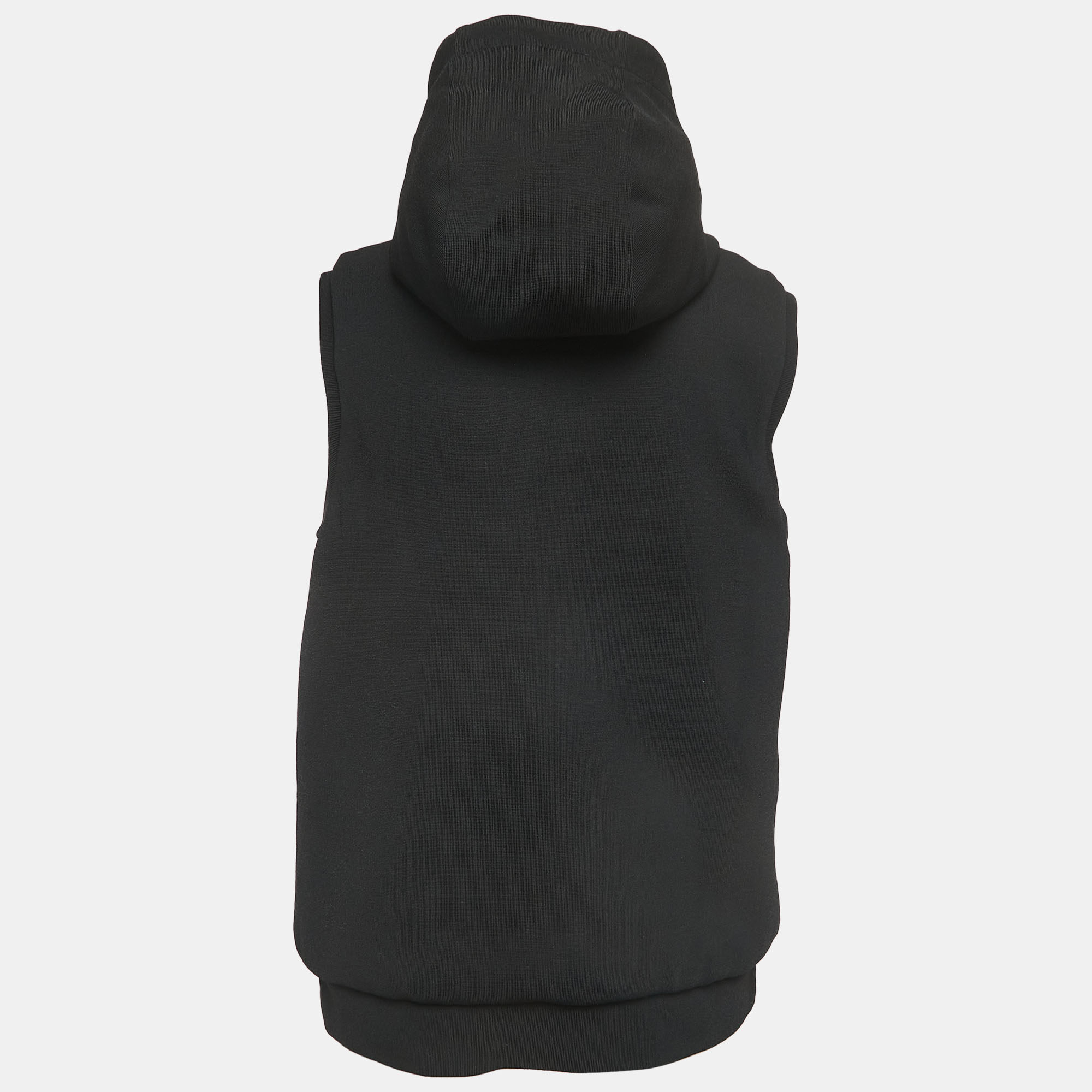 

Valentino Black Knit VLTN Rubber Logo Hooded Gilet