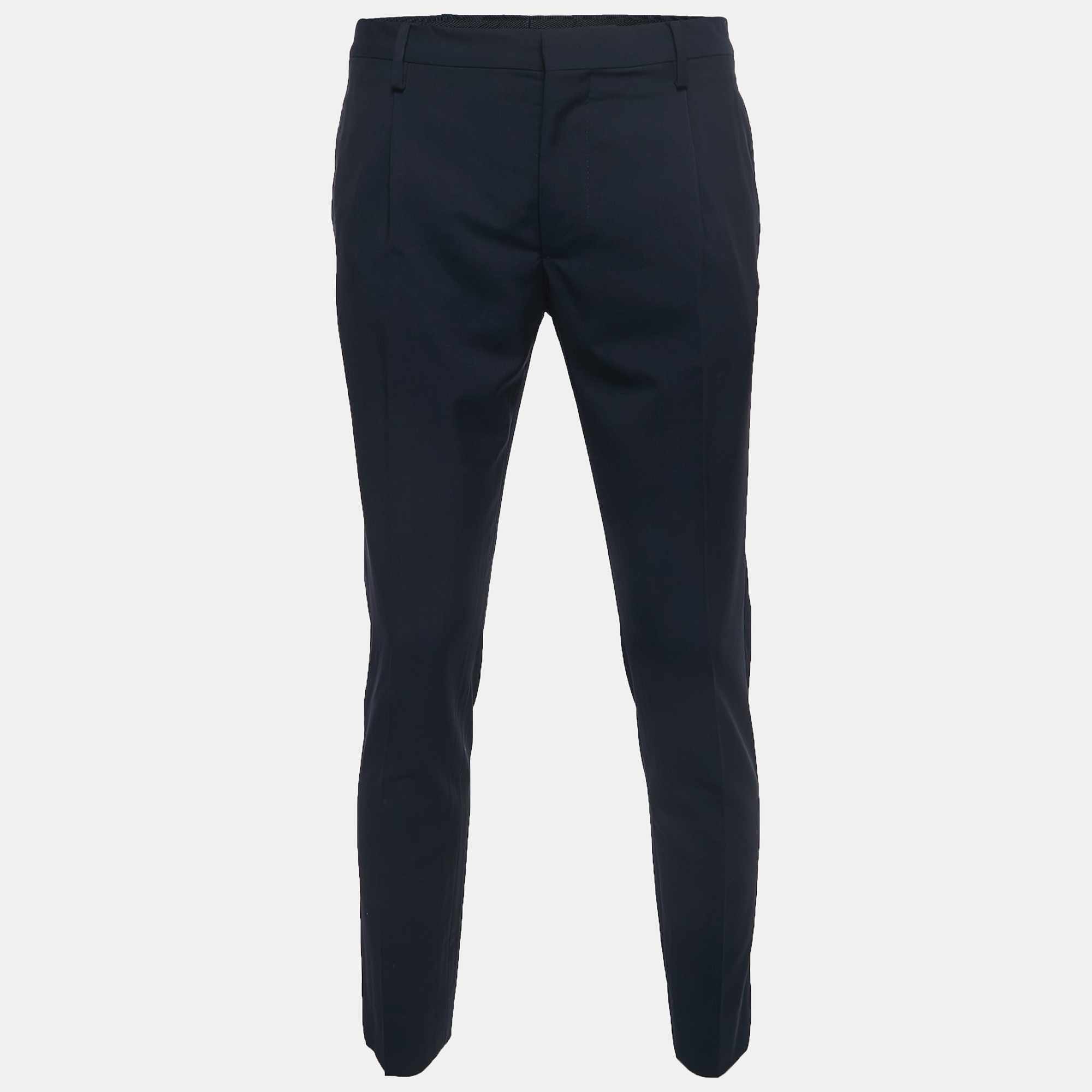 Pre-owned Valentino Navy Blue Wool Tailored Trousers S