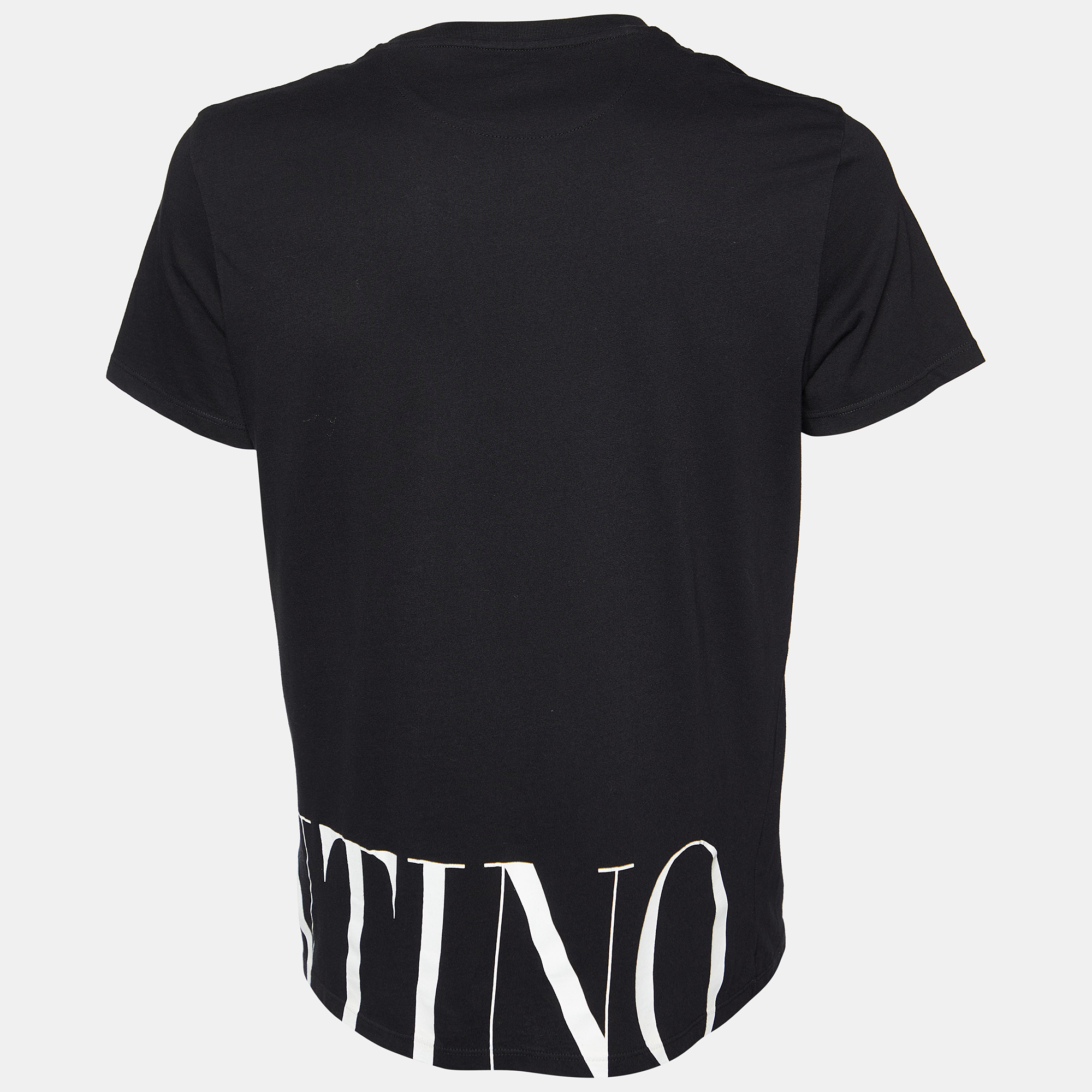 

Valentino Black Logo Print Cotton Crew Neck T-Shirt