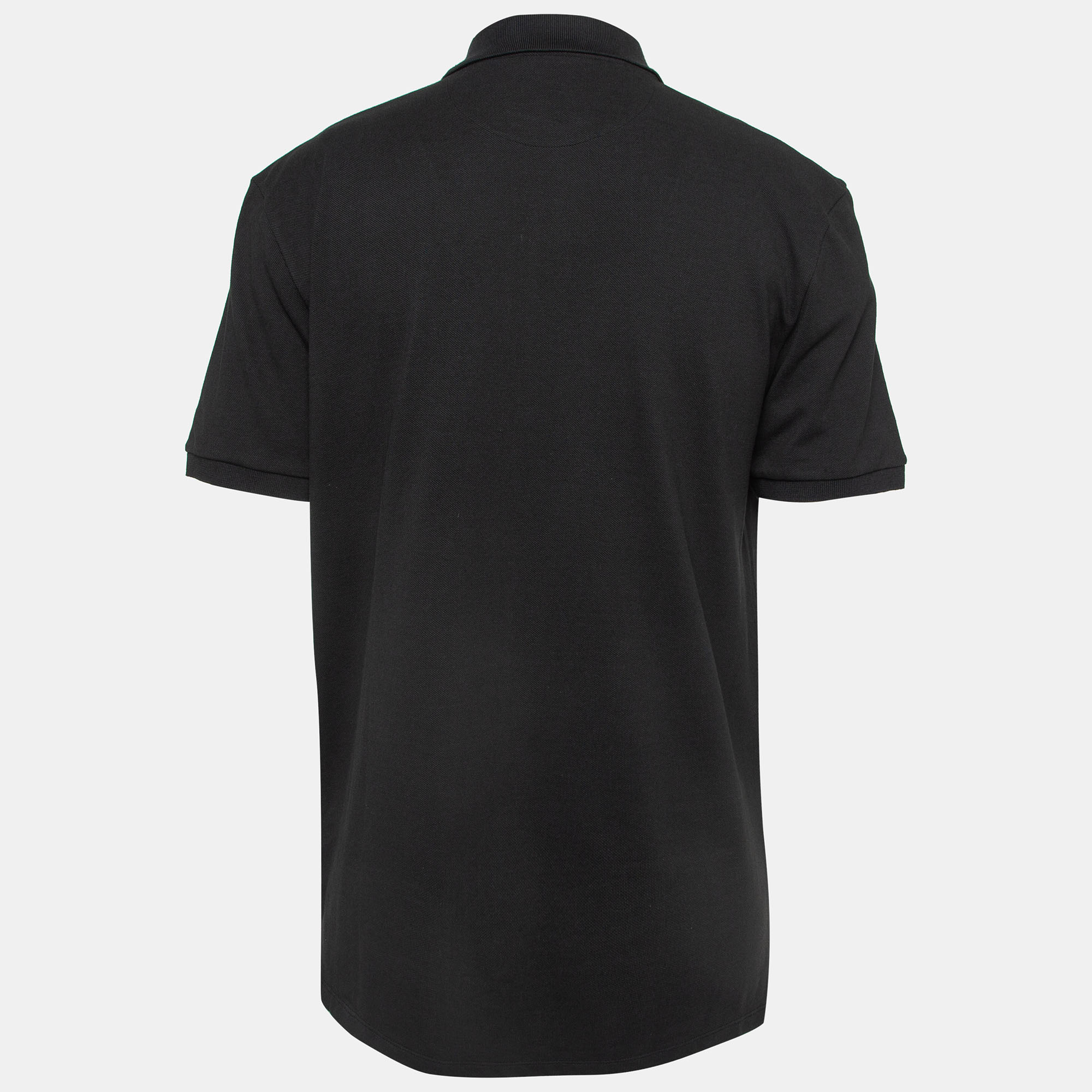 

Valentino Black Logo Print Pique Cotton Polo T-Shirt