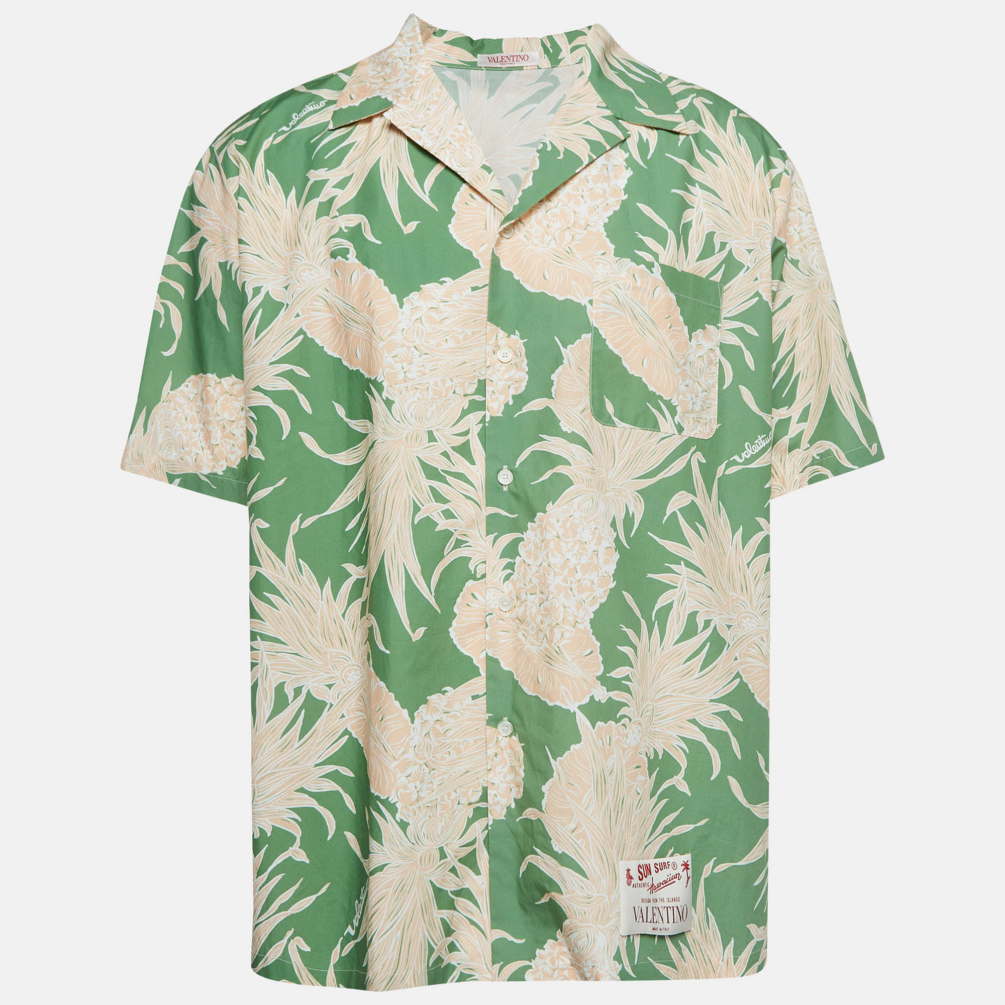 

Valentino Green Pineapple Print Cotton Hawaiian Shirt
