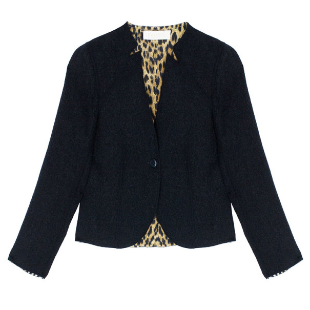 مملوكة مسبقًا Valentino Black Jacket with Leopard Print Lining XL