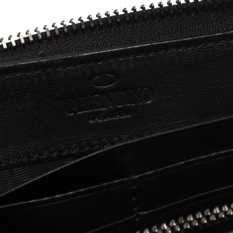 Pre-owned Valentino Garavani Black Patent Leather Bow Continental Zip Around Wallet