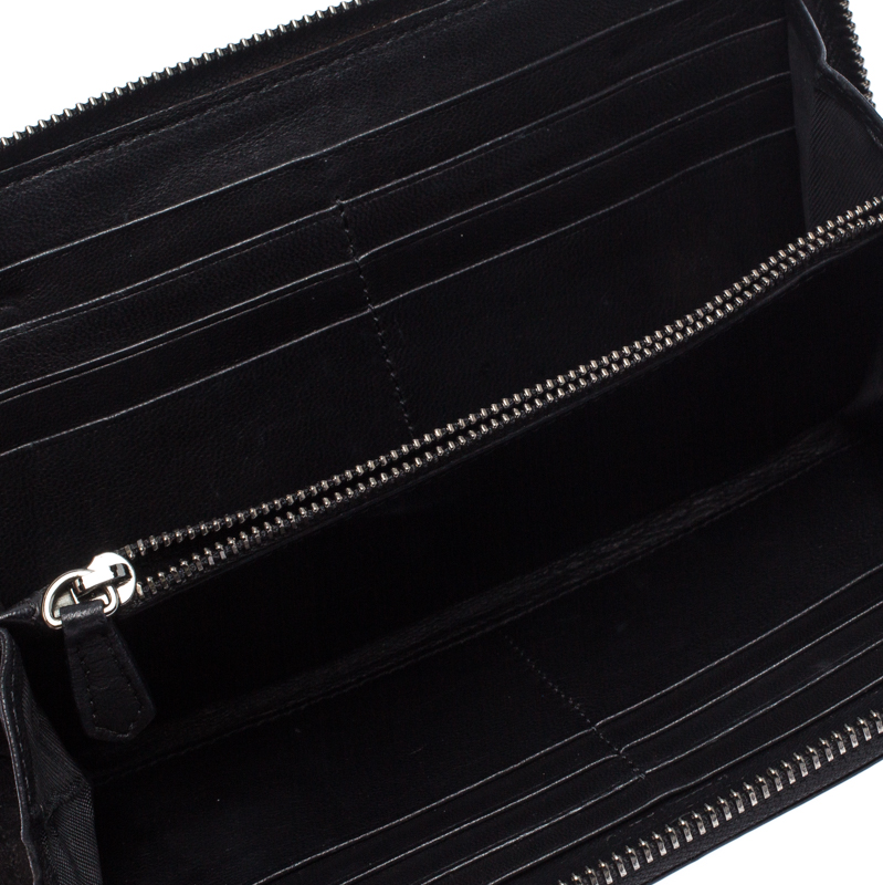 Pre-owned Valentino Garavani Black Patent Leather Bow Continental Zip Around Wallet