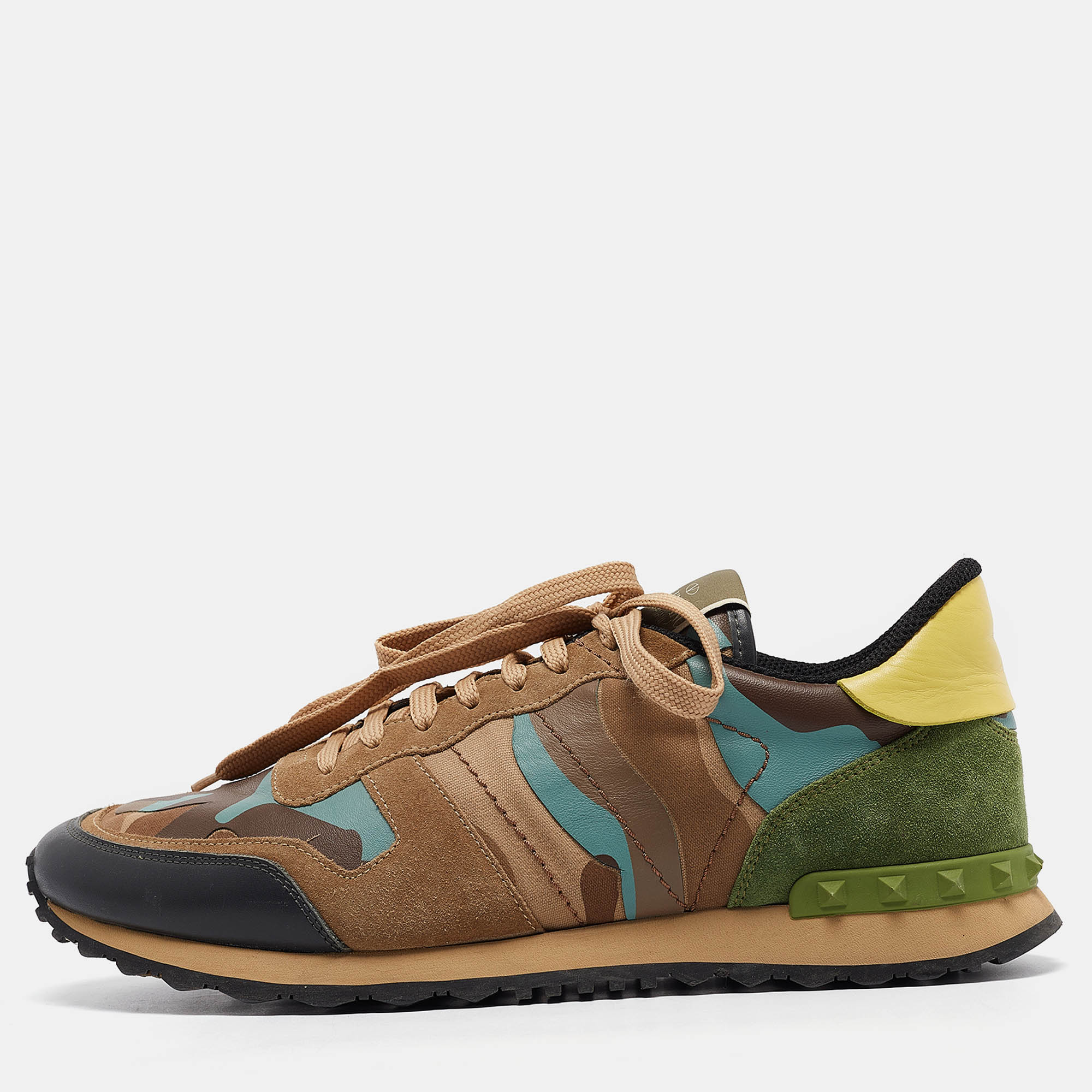 

Valentino Multicolor Camouflage Leather and Canvas Rockrunner Sneakers Size