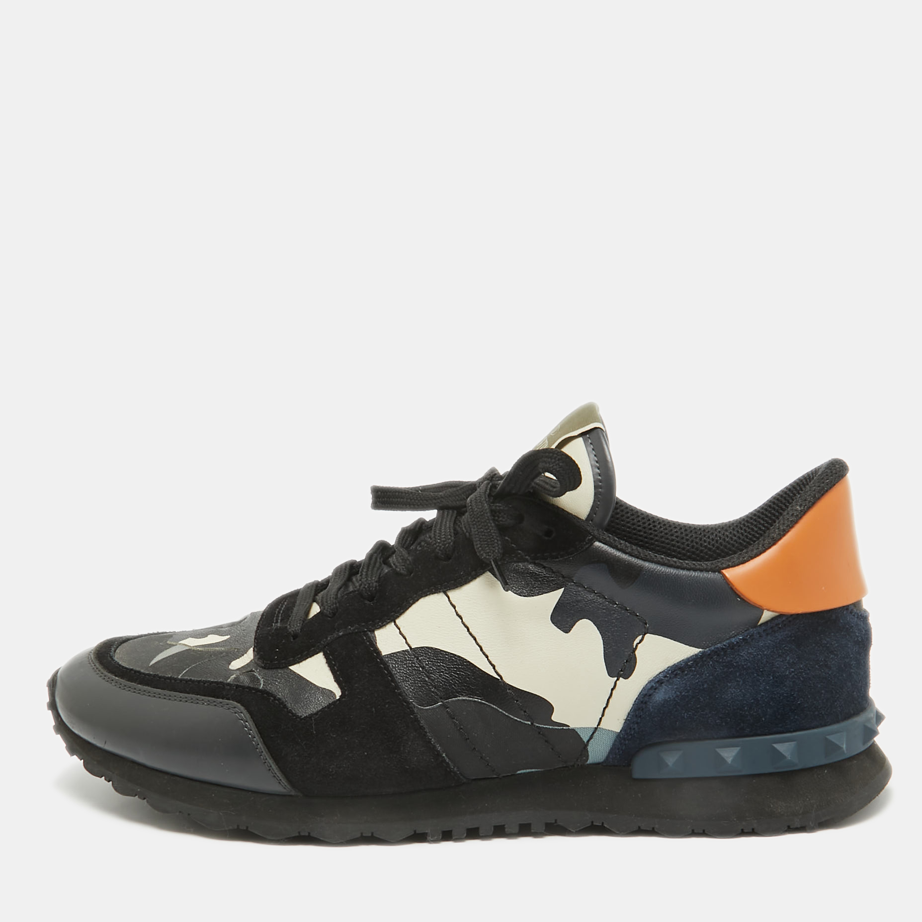 

Valentino Black Canvas and Leather Rockrunner Low Top Sneakers Size