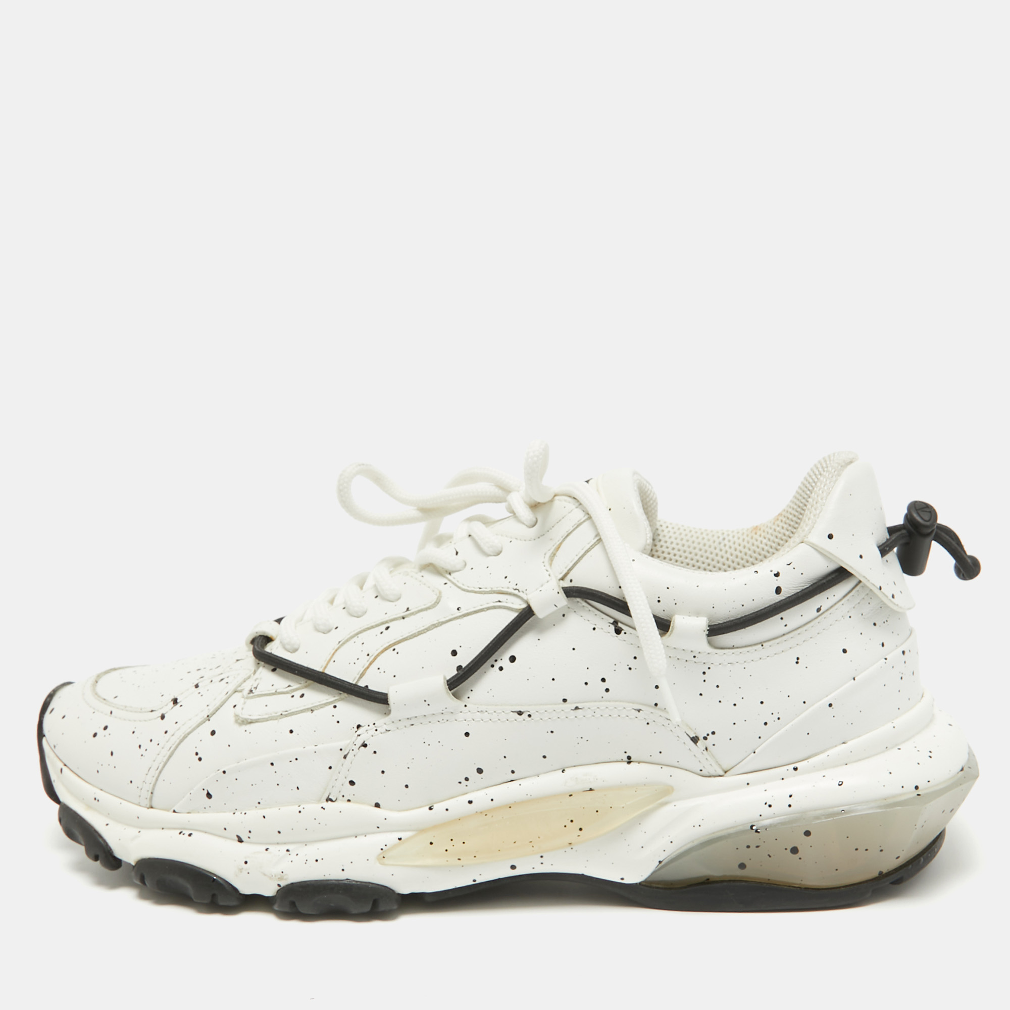 

Valentino White/Black Paint Splatter Leather Bounce Sneakers Size