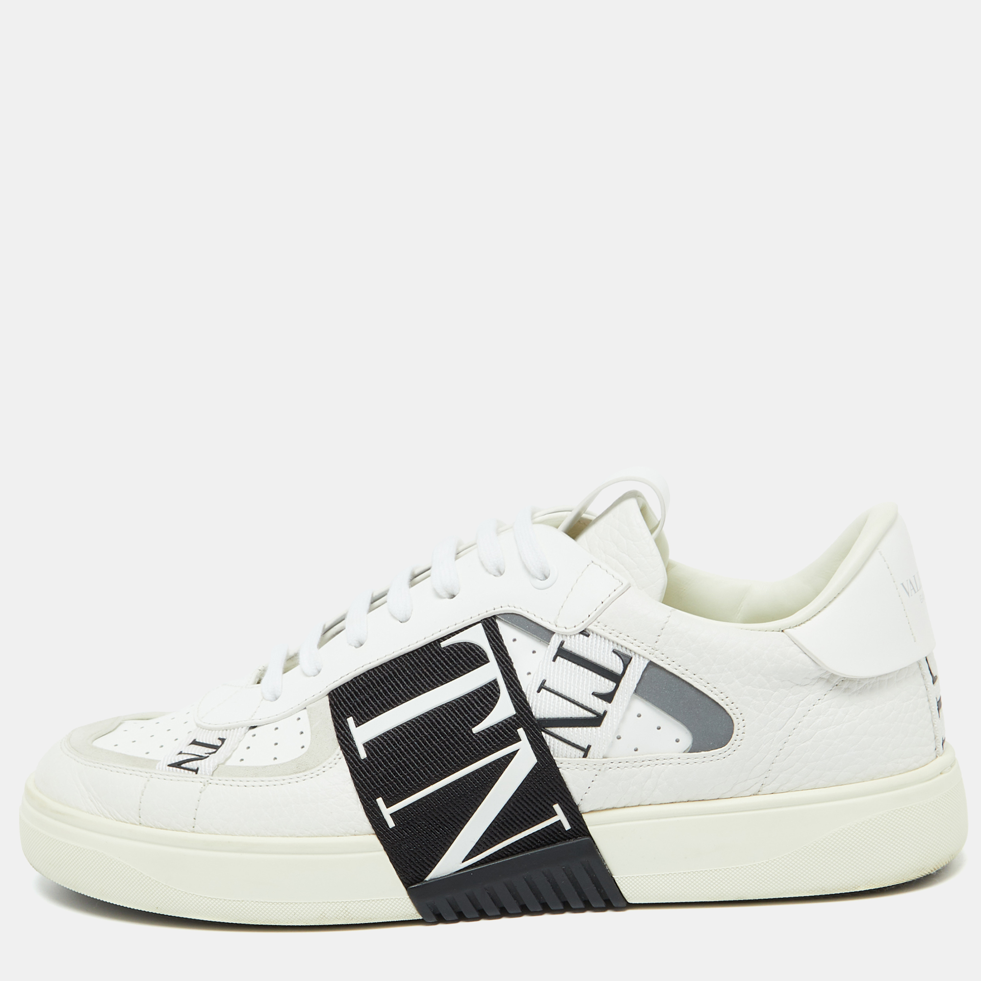 

Valentino White/Black Leather VLTN Sneakers Size