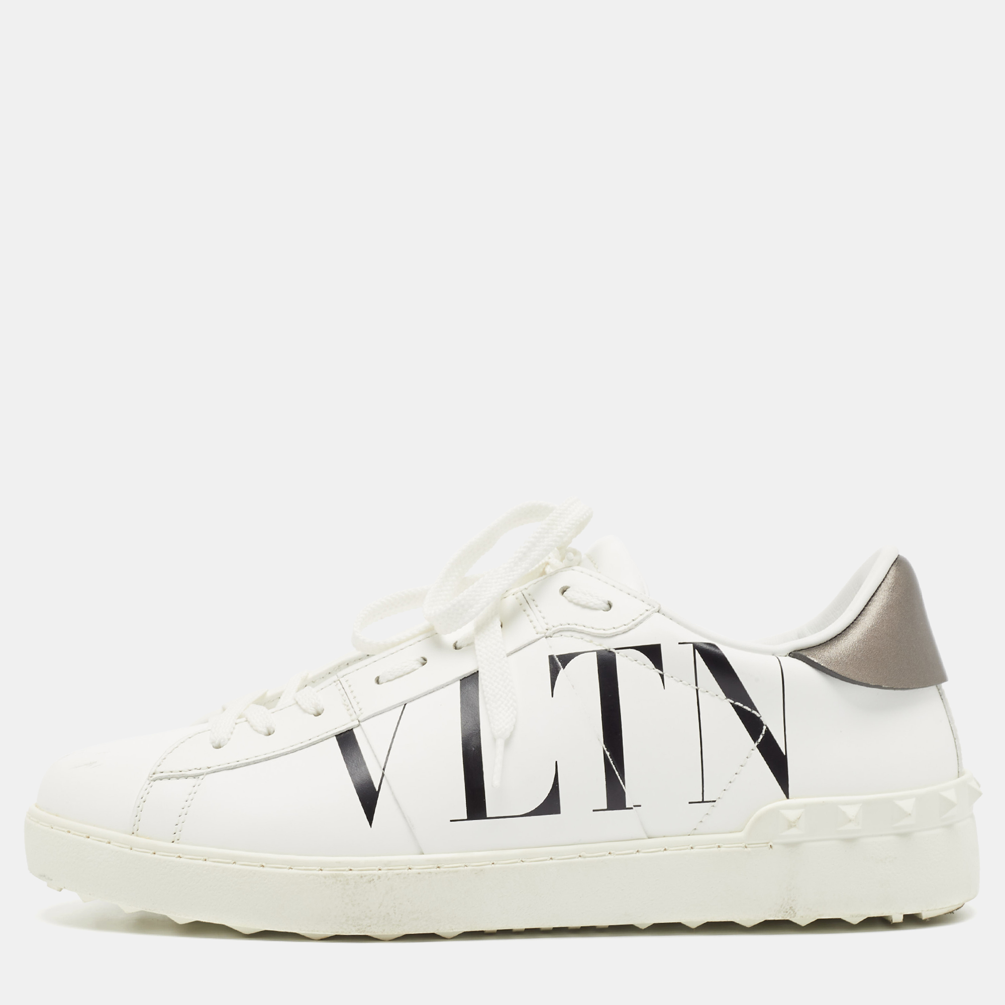 

Valentino White Leather VLTN Lace Up Sneakers Size