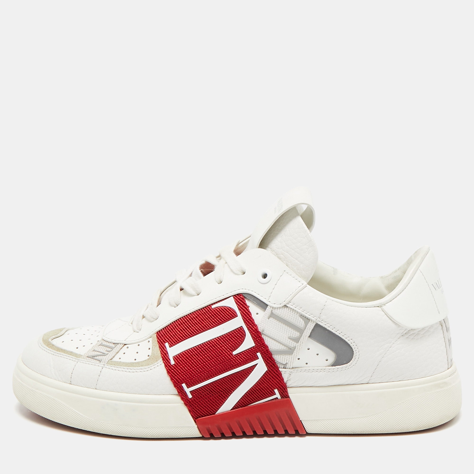 

Valentino White/Red Canvas and Leather VL7N Low Top Sneakers Size