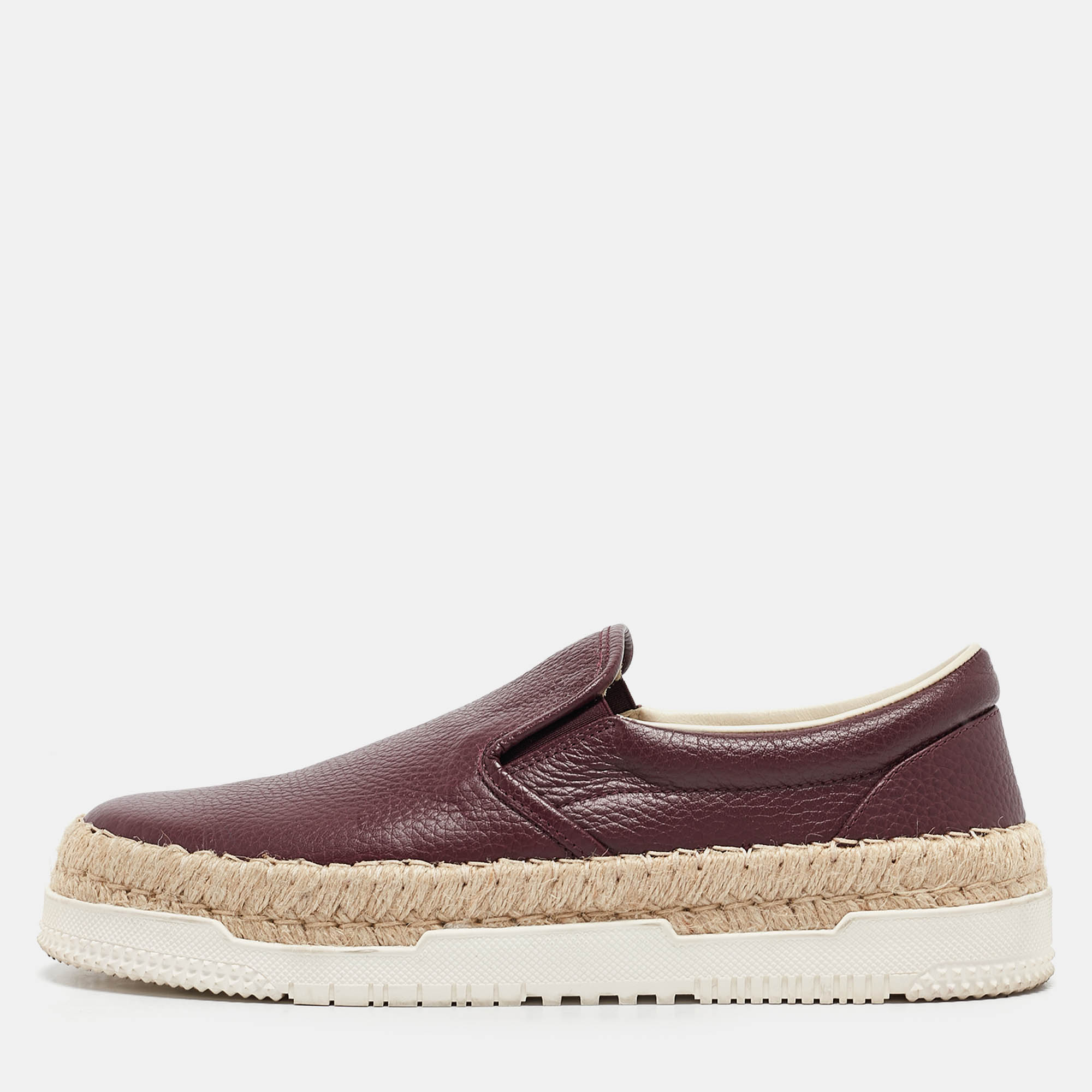 

Valentino Burgundy Leather Slip On Espadrille Sneakers Size