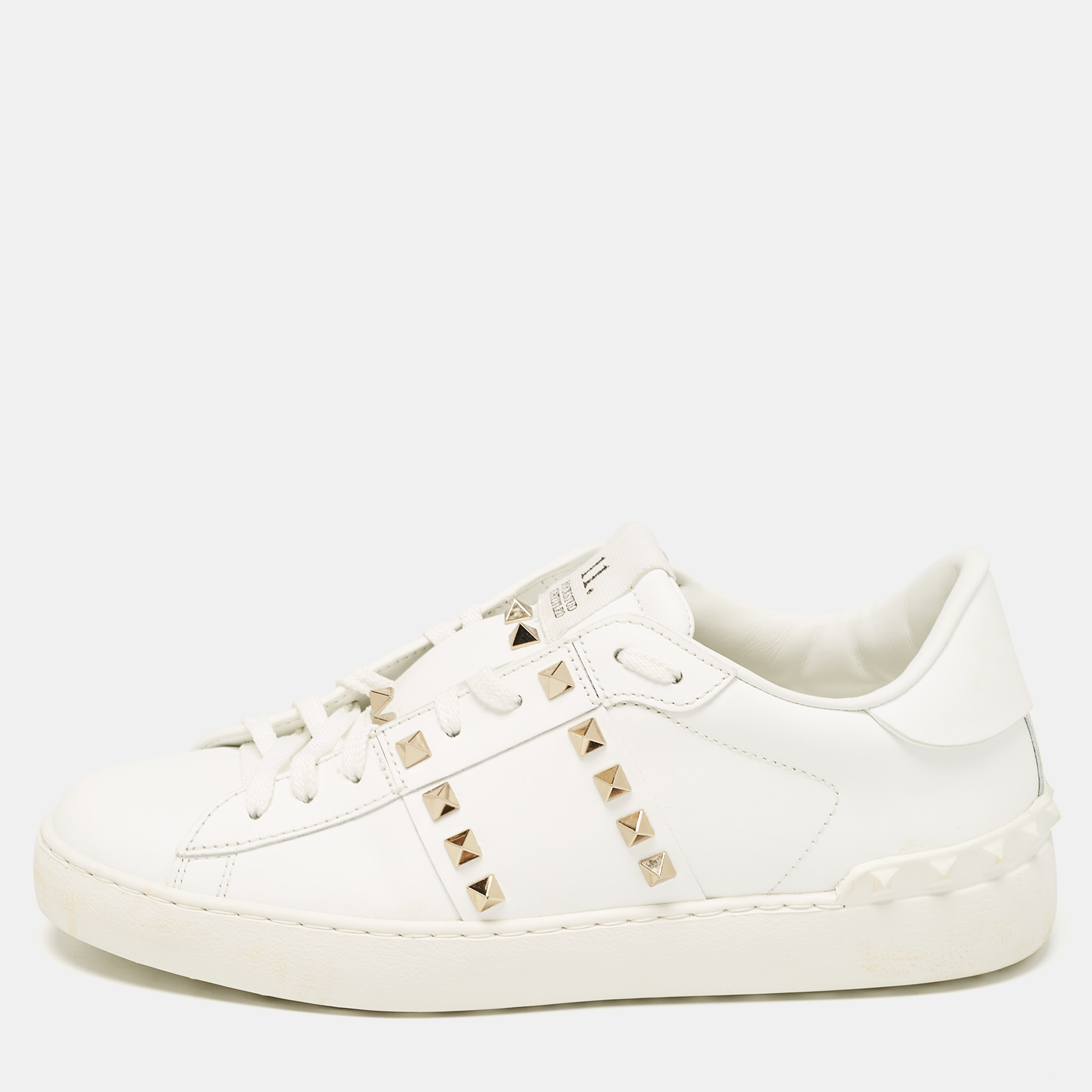 

Valentino White Leather Rockstud Low Top Sneakers Size