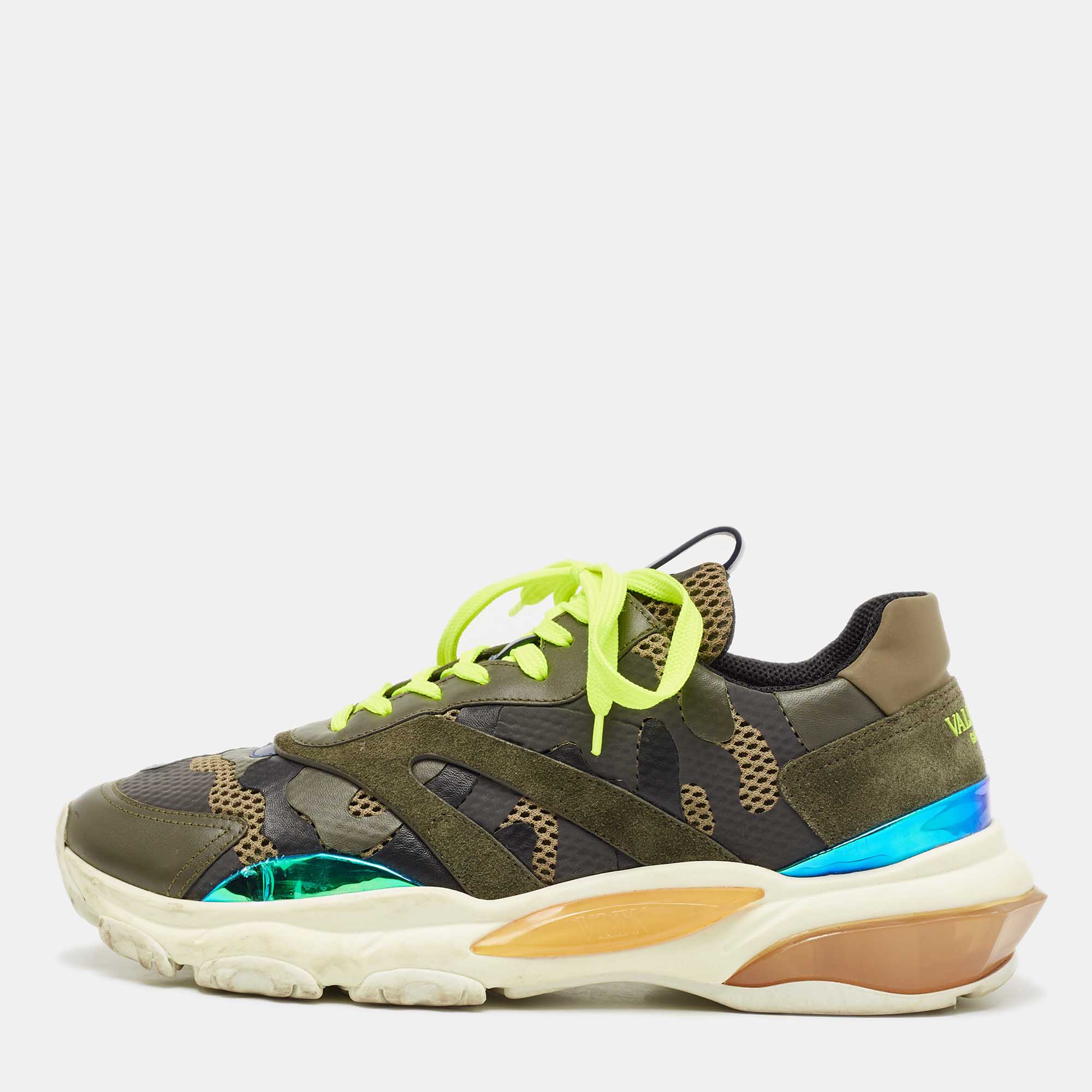 

Valentino Green Suede and Leather Camouflage Sneakers Size