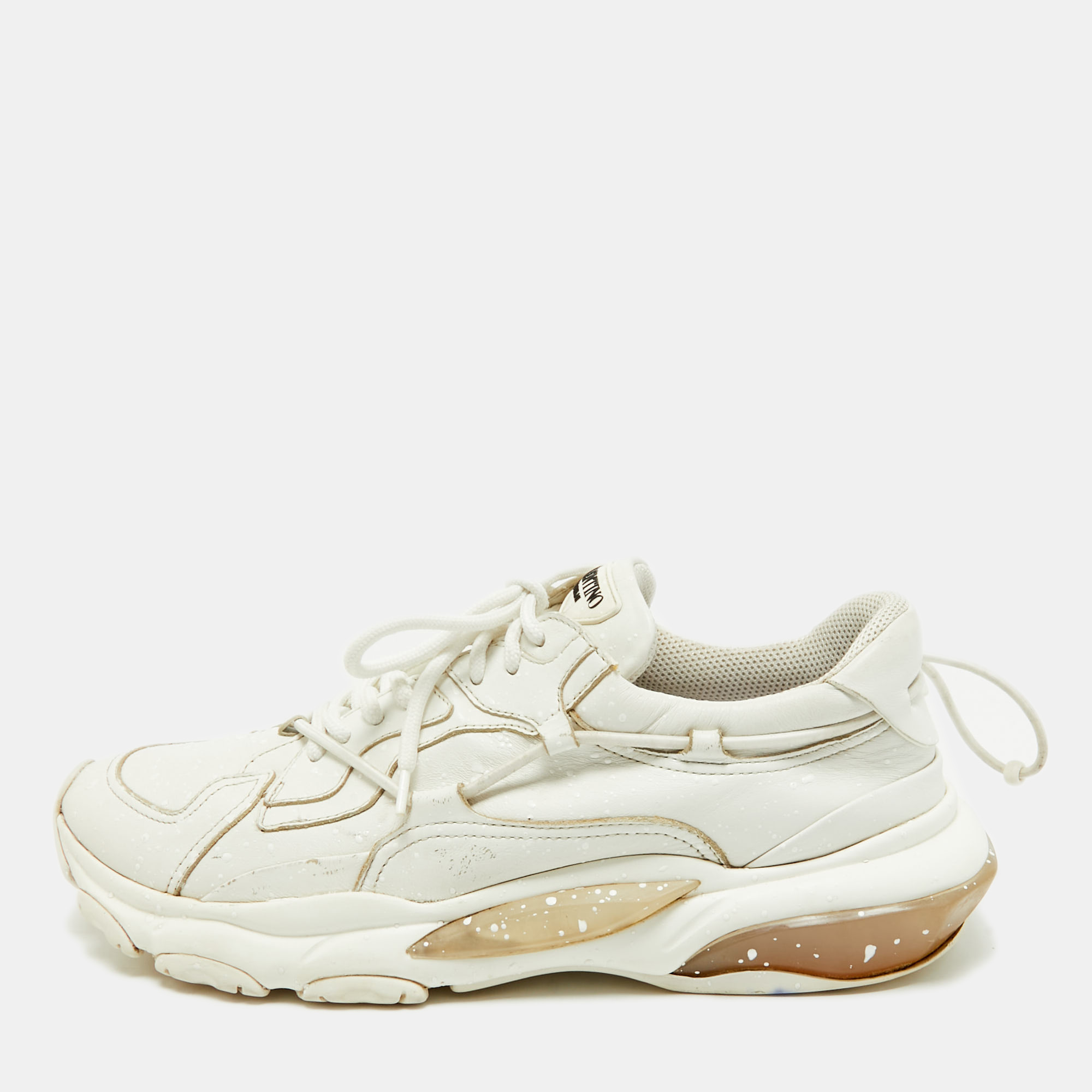 

Valentino White Leather Bounce Lace Up Sneakers Size